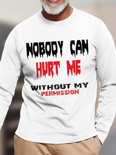 Lilicloth X Abu Nobody Can Hurt Me Without My Permission Men's Long Sleeve T-Shirt, White, Long Sleeves
