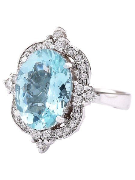 

Banquet Party Aquamarine Diamond Ring Elegant Party Ring Matching, Sky blue, Rings
