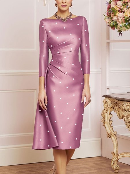 

Polka Dots Elegant Tight Midi Dress Wedding, As picture, Wedding Guest Dresses