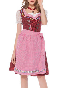 

Dirndl Oktoberfest Casual Regular Fit V Neck Dresses, Pink, Dresses