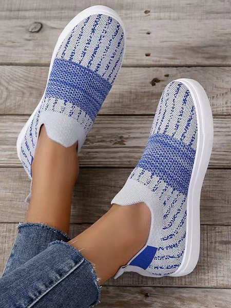 

Blue Striped Contrast Flyknit Flats, Sneakers