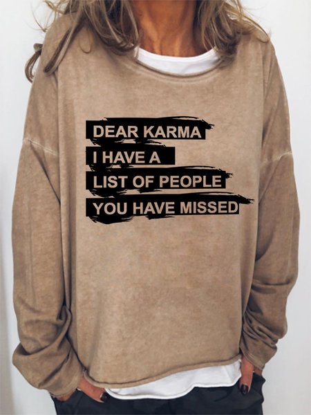 

Lilicloth X Y Dear Karma I Have A List Of People You Have Missed Women's Sweatshirt, Light brown, Hoodies&Sweatshirts