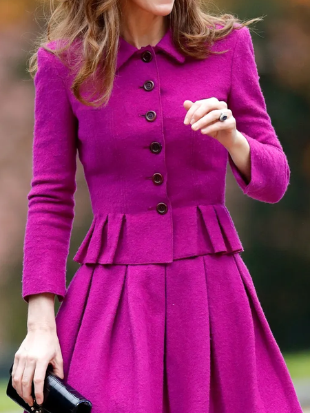 

Regular Fit Shirt Collar Long sleeve Elegant Jacket, Rose red, Jackets