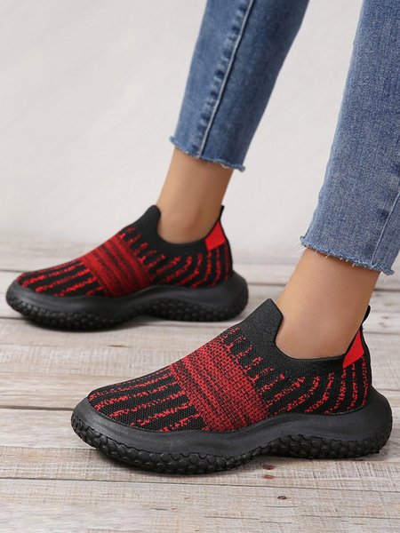 

Striped Contrast Flyknit Sneakers, Red, Sneakers