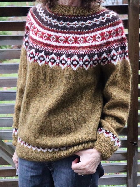 

Fairisland pattern casual sweater Plus Size, Multicolor, Sweaters