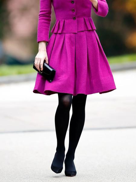 

Loose No Elasticity Elegant Midi Skirt, Rose red, Skirts