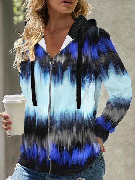 

Tie-Dye Casual Loose Hoodie Jacket, Multicolor, Jackets