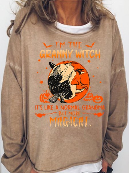 

Womens Granny Witch Letters Sweatshirt, Light brown, Hoodies&Sweatshirts
