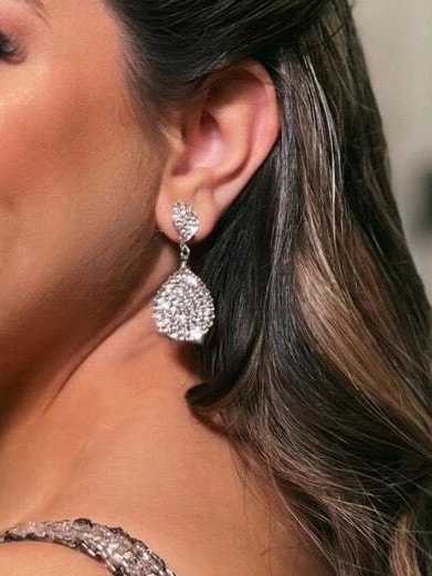 

Elegant Full Diamond Cropped Drop Earrings Party Earrings, As picture, Jewelry