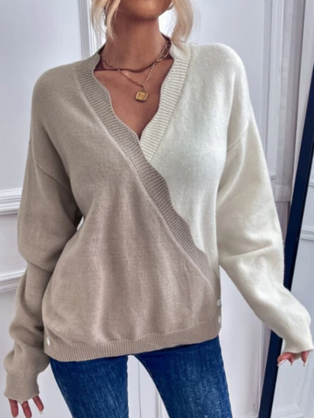

V Neck Plain Casual Sweater, Multicolor, Sweaters & Cardigans