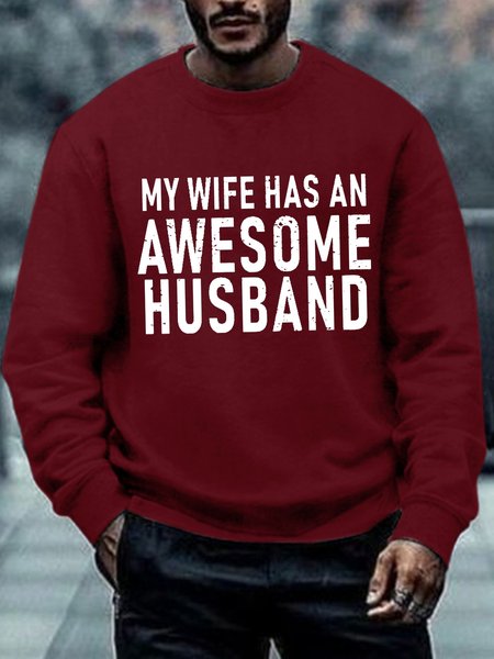 

Men Funny My Wife Has An Awesome Husband Casual Sweatshirt, Red, Hoodies&Sweatshirts