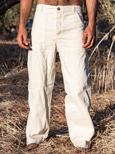 

Cotton linen style American linen casual pants, As picture, Men's pants