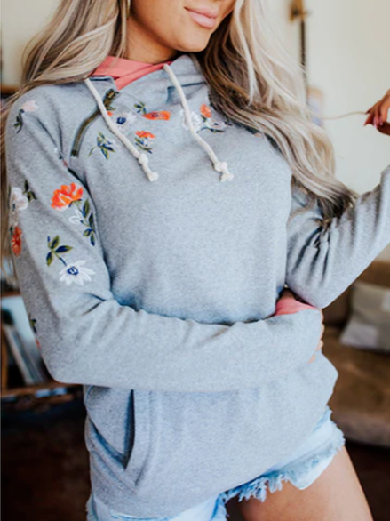 

Seaside Florals Cozy Hoodie Regular Fit Sweatshirts, Gray, Hoodies & Sweatshirts