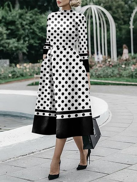 

Regular Fit Others Polka Dots Midi Dress, Black-white, Midi Dresses