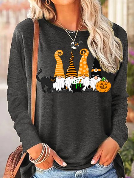 

Women's Halloween black cat Fit Top, Gray, Long sleeves