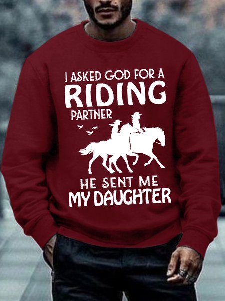 

Men Funny I Asked God For A Riding Partner He Sent Me My Daughter Sweatshirt, Red, Hoodies&Sweatshirts