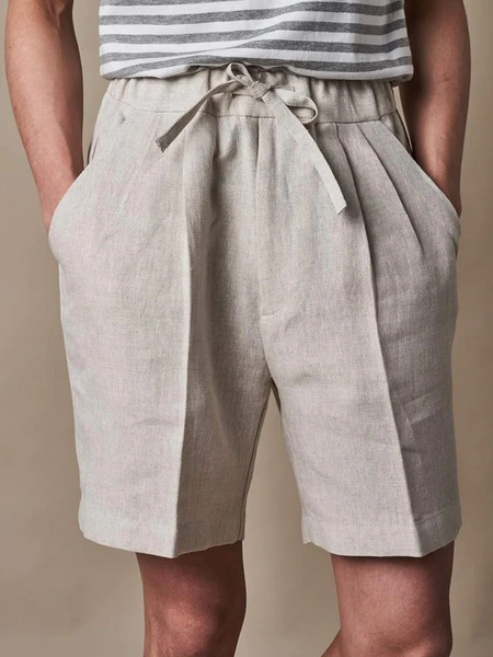 

Cotton linen style American casual linen shorts, As picture, Men's shorts