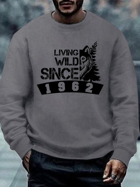 

Lilicloth X Y Living Wild Since 1962 Men's Sweatshirt, Gray, Hoodies&Sweatshirts