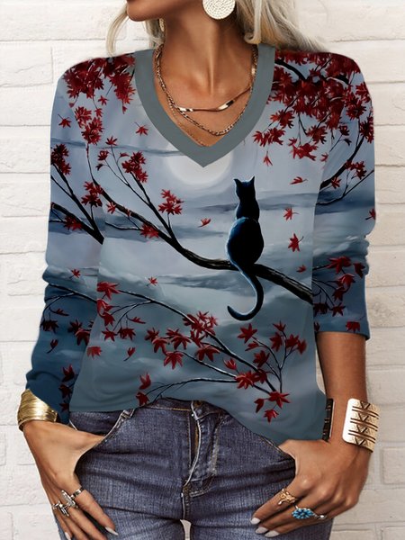 

Loose Cat Loose Casual T-Shirt, Multicolor, T-Shirts