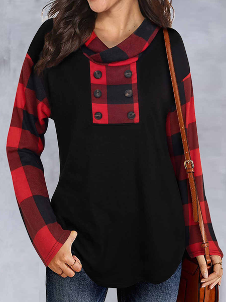 

Casual Plaid Cotton-Blend Sweatshirt, Multicolor, Hoodies & Sweatshirts