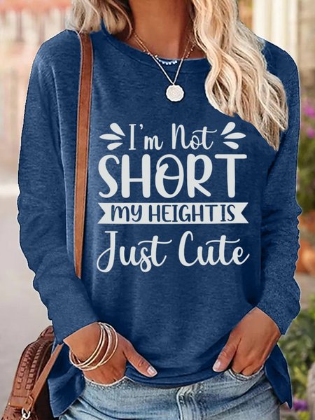 

Lilicloth X Jessanjony I'm Not Short My Height Is Just Cute Women's Long Sleeve T-Shirt, Blue, Long sleeves