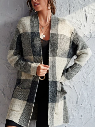 

Patch Pocket Gingham Cardigan, Multicolor, Cardigans