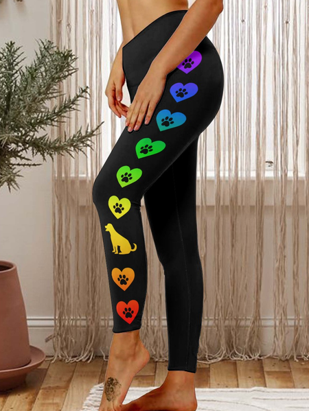 

Lilicloth X Paula Dog Paw Love Hearts on Yoga Pants Tummy Control Women's Leggings, Black, Leggings