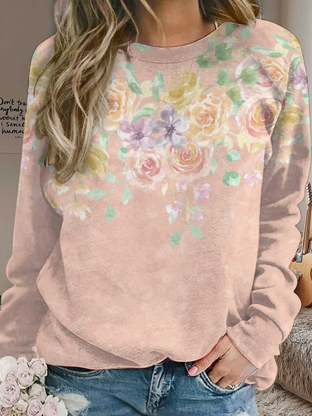 

Lilicloth X Paula Pink Flower Floral Painting Women's Sweatshirt, As picture, Hoodies&Sweatshirts