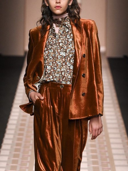 

Urban Long Sleeve Plain Lapel Collar Blazer, Caramel, Blazers