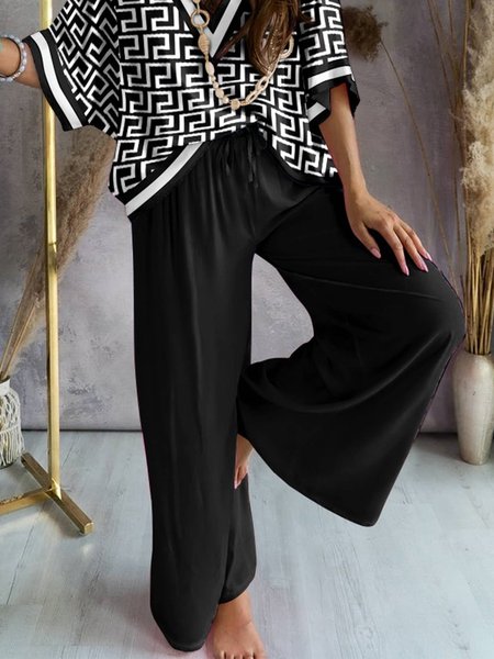 

Plain Loosen Casual Fashion Pants, Black, Pants