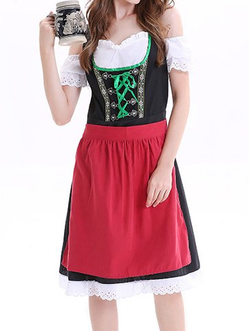

Dirndl Oktoberfest Casual Cotton-Blend Dresses, Black, Dresses