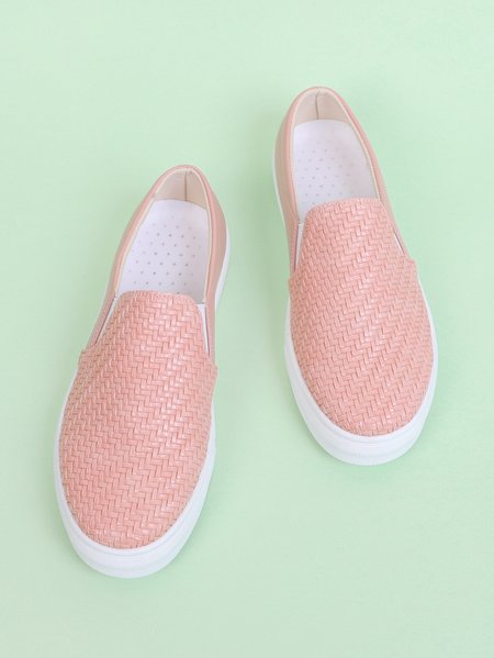 

Round Toe Flat Slip-On Casual Loafers, Pink, Flats