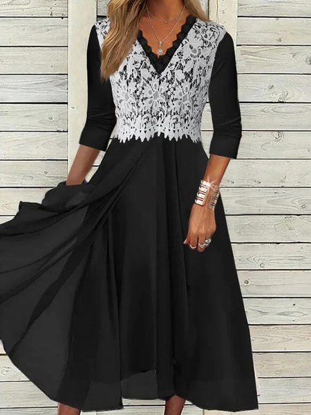 

V Neck Regular Fit Elegant Prom Dresses, Black, Dresses
