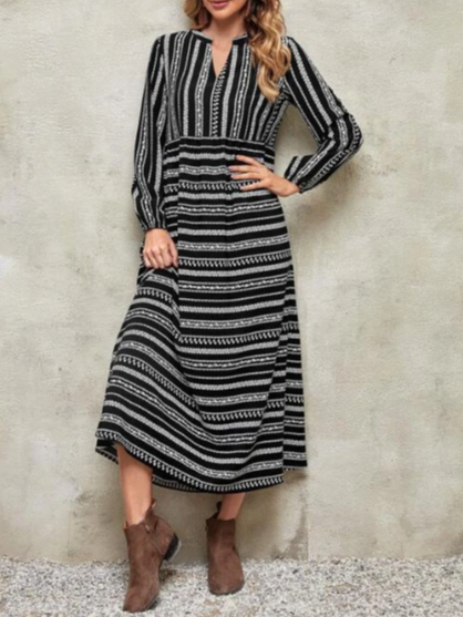 

Ditsy Floral Print Notched Neckline Dress, Multicolor, Midi Dresses