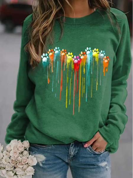 

Cotton-Blend Casual Crew Neck Sweatshirts, Green, Sweatshirts & Hoodies