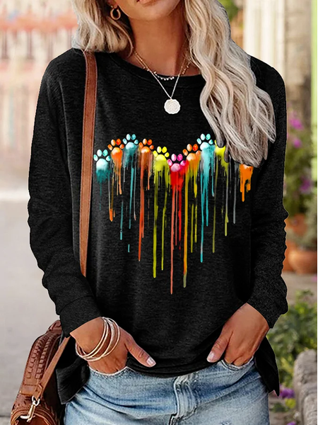 

Casual Ombre Crew Neck T-Shirt, Deep gray, T-Shirts