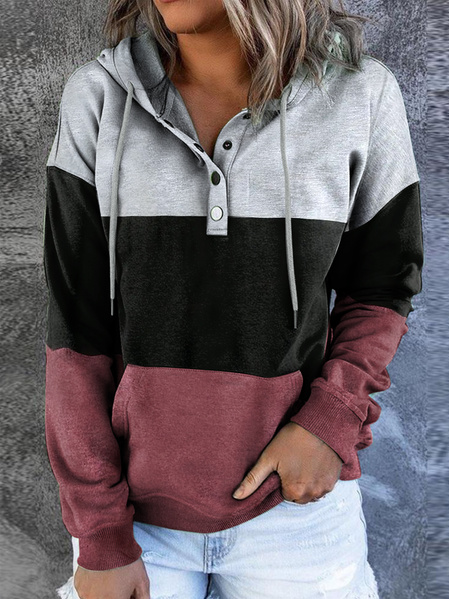 

Casual Loose Hoodie Color Block Sweatshirts, Multicolor, Hoodies & Sweatshirts