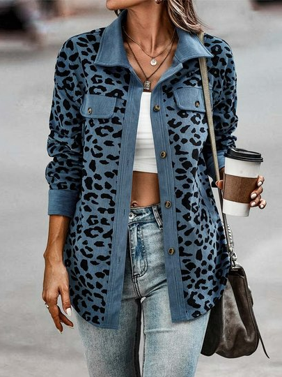 

Shawl Collar Casual Loose Coat, Blue, Outerwear