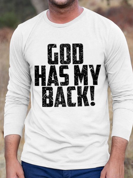 

God Has My Back Men's Long Sleeve T-Shirt, White, Long Sleeves