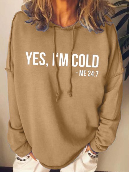 

Women I’m Cold Text Letters Sweatshirt, Khaki, Hoodies&Sweatshirts