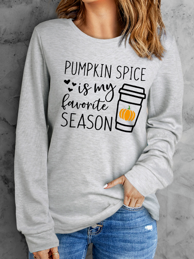 

Cotton-Blend Crew Neck Pumpkin Spice Is My Favorite Season Sweatshirts, Gray, Hoodies & Sweatshirts