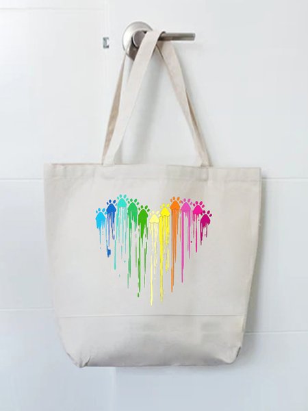 

Colorful Dog Paw Shopping Totes, White, Bags