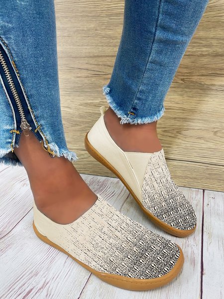 

Ethnic Print Lightweight Soft Sole Breathable Flat Canvas Casual Shoes, As picture, Flats