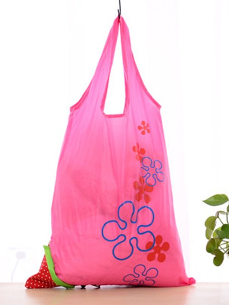 

Creative Portable Tote Eco Bag Strawberry Folding Shopping Bag, Rose red, Women's Bags