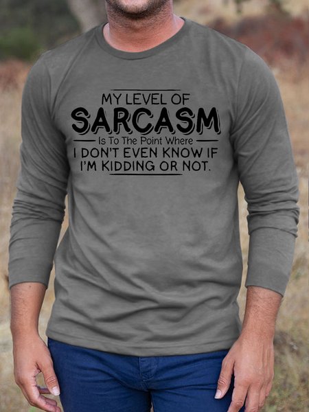 

Text Letters T-Shirt, Gray, Long Sleeves