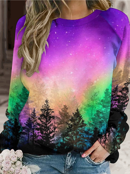 

Womens Art Print Crew Neck Casual Sweatshirt, As picture, Hoodies&Sweatshirts