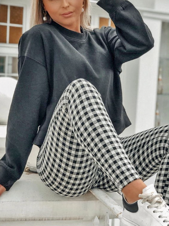 

JFN Loose Crew Neck Two Piece Sets, Multicolor, Suit Set