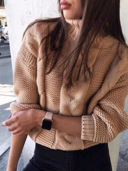 

JFN Casual Turtleneck Wool/Knitting Sweater, Brown, Sweaters