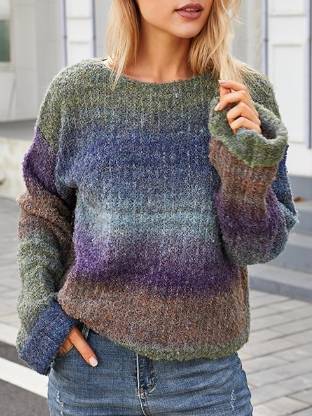 

JFN Striped Casual Loose Sweater, Multicolor, Sweaters