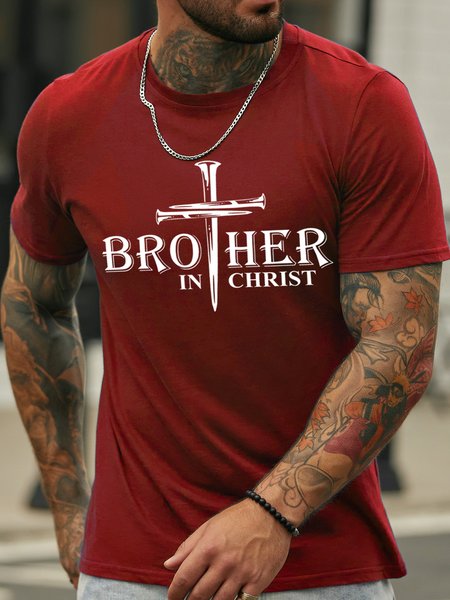 

Brother In Christ Cross Men's T-Shirt, Red, T-shirts